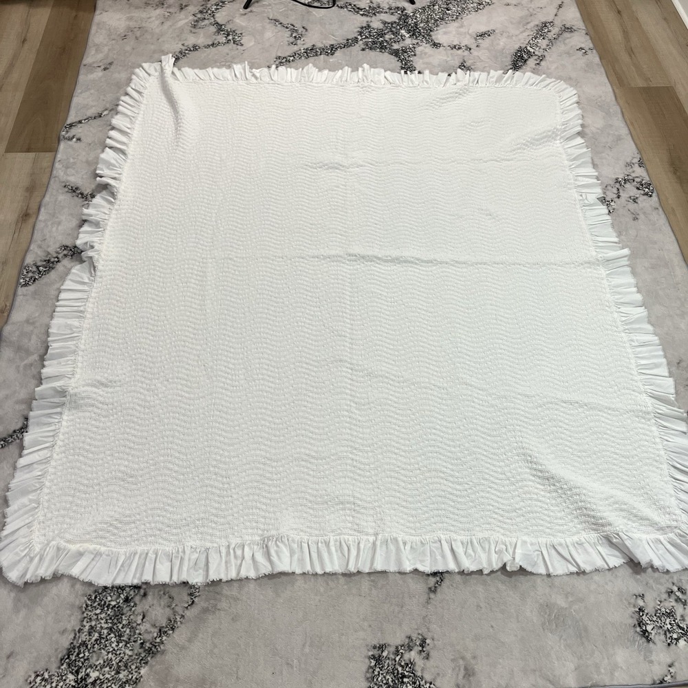 Wamsutta Vintage White Matelasse Coverlet Bedspread Ruffle Trim Portugal
